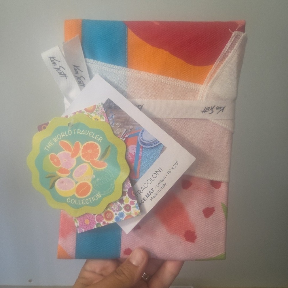 Ken Scott Fragoloni World Traveler Table Placemat Cotton 14x20 Made In Italy NWT